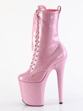 Baby Pink Glitter 8" Heel 4" Platform Pole Dance Boots | Festival Shoes